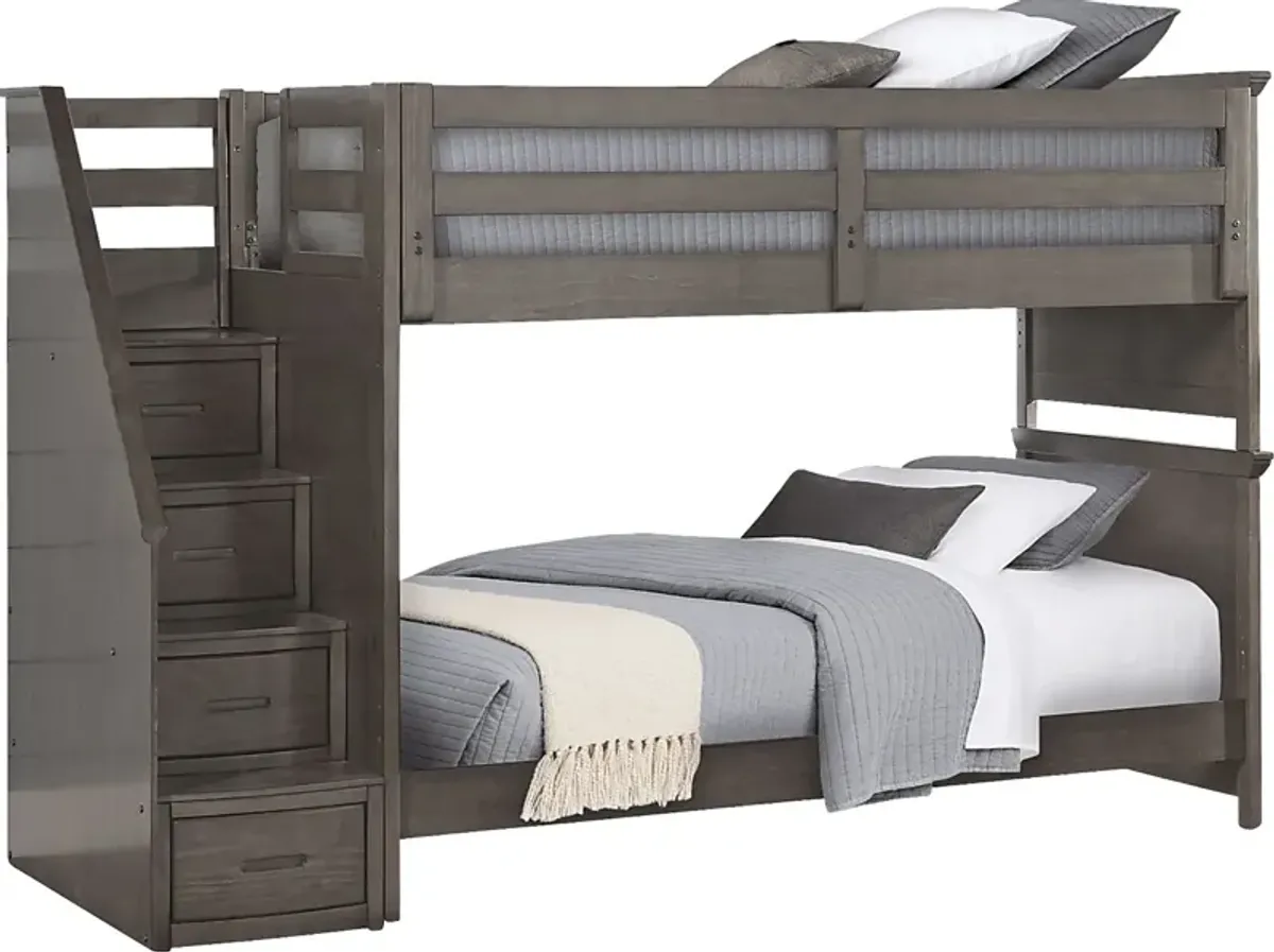 Santa Cruz Gray Twin/Twin Step Bunk Bed