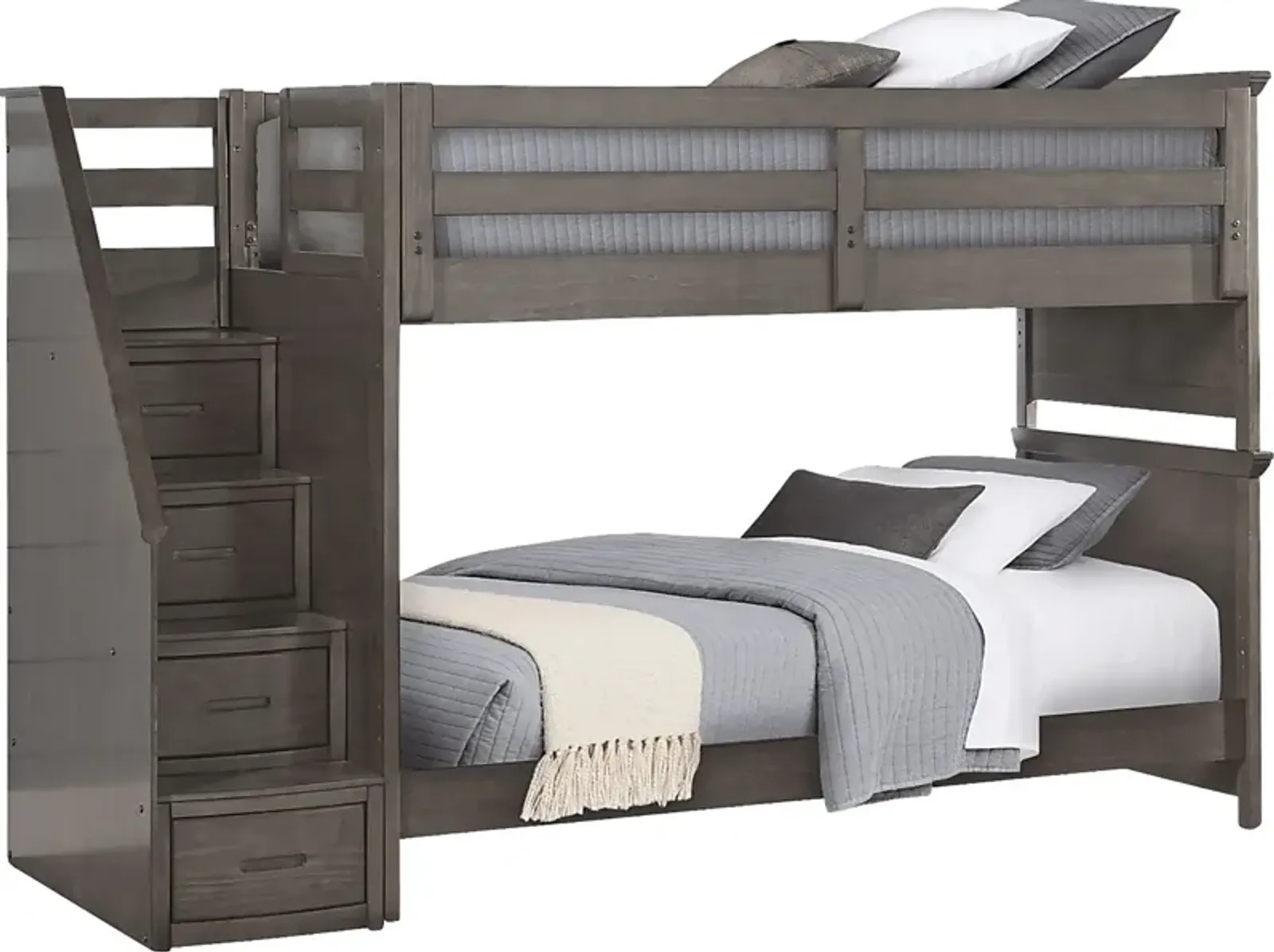 Santa Cruz Gray Twin/Twin Step Bunk Bed