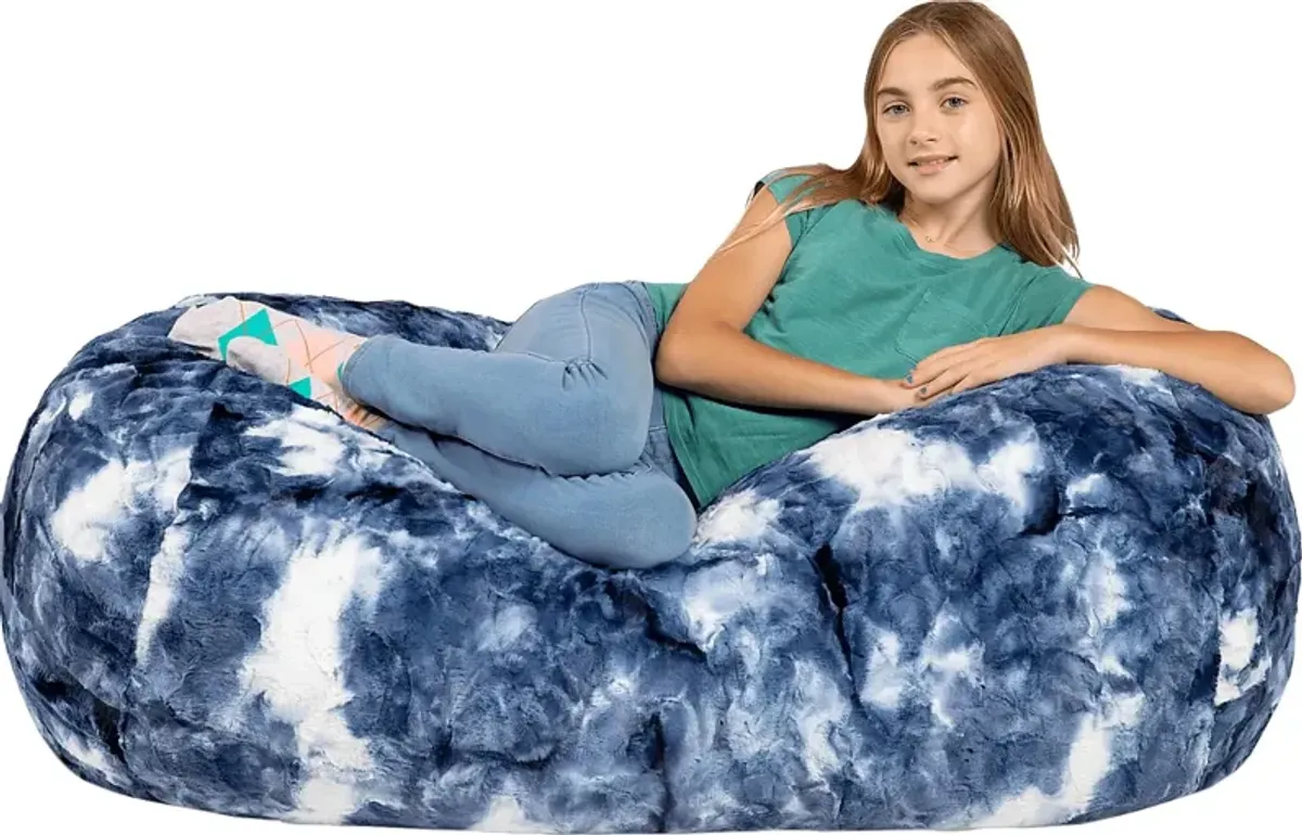 Kids Breun Blue White Bean Bag Lounger