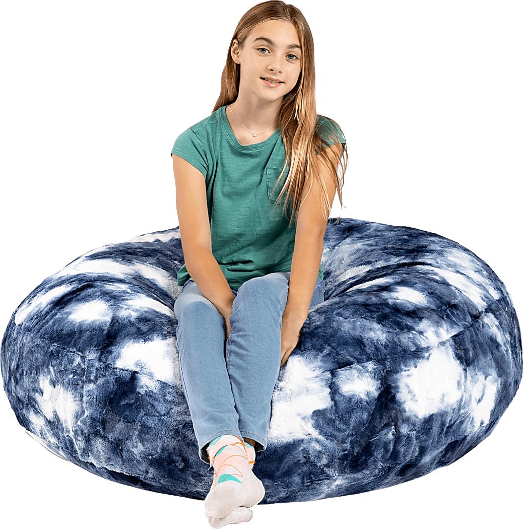Kids Brogton Blue White Bean Bag Chair