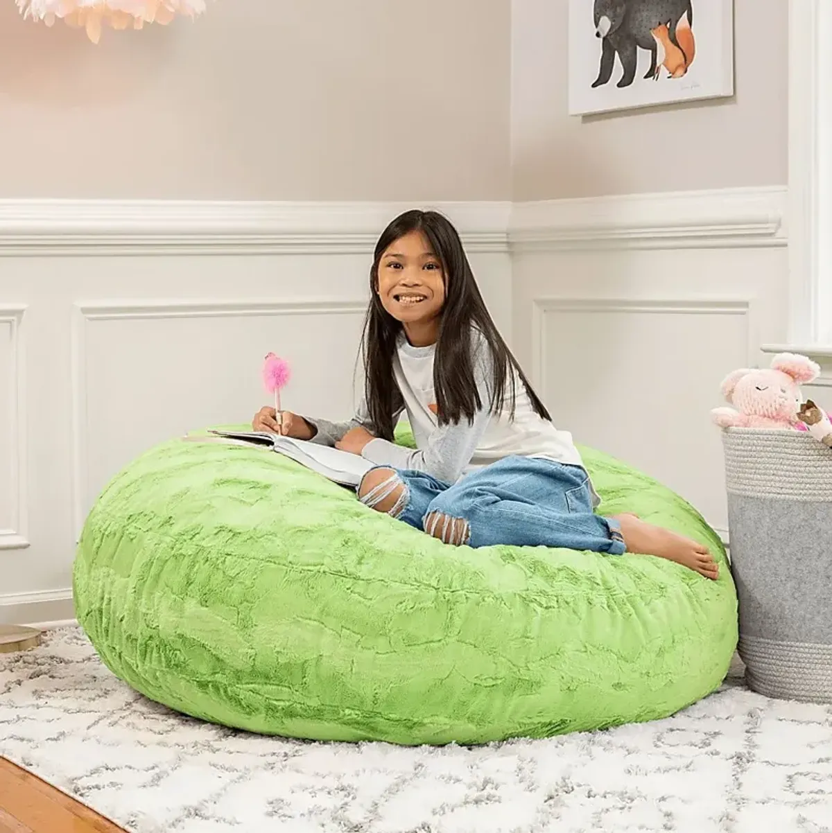 Kids Brogton Green Bean Chair