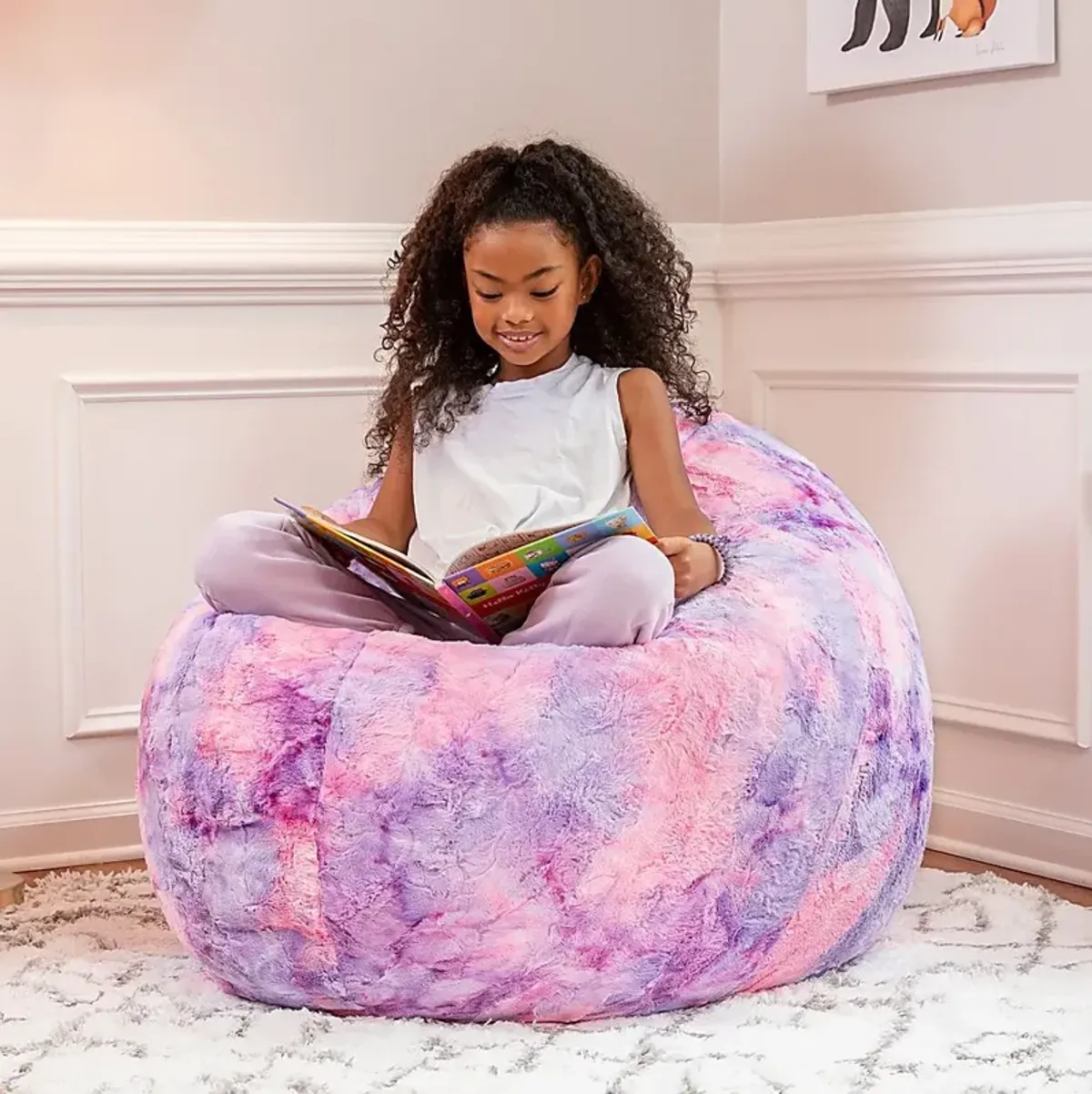 Kids Brogton Pink Purple Bean Bag Chair