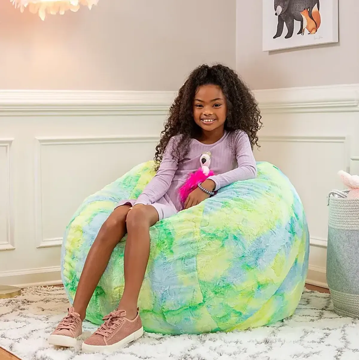 Kids Brogton Yellow Green Bean Bag Chair