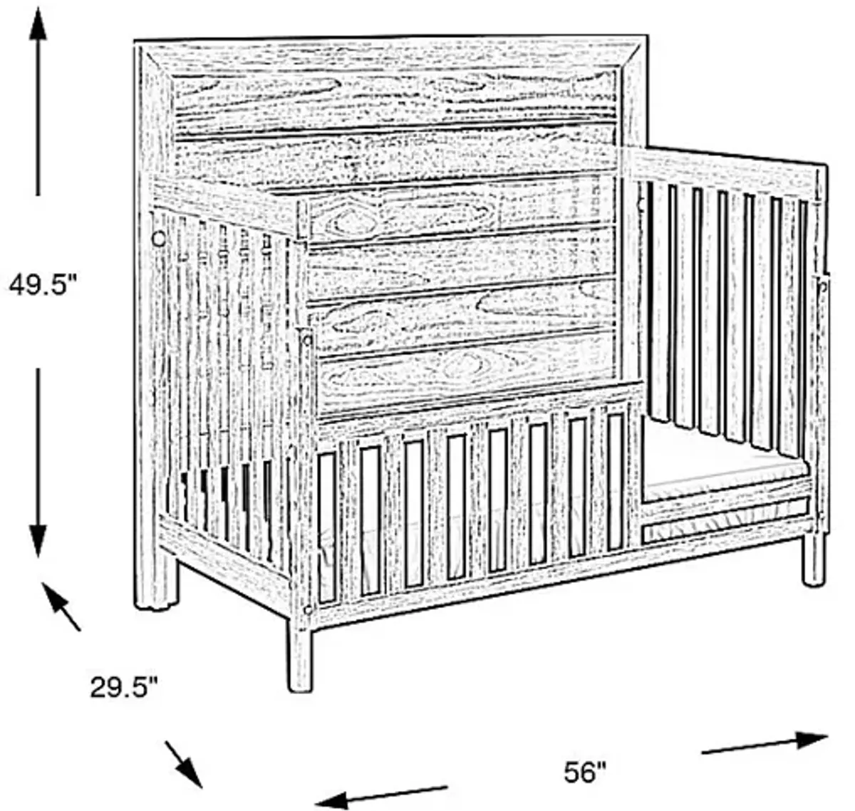 Kids Amber Creek Cinnamon 2 Pc Convertible Crib with Toddler Rail