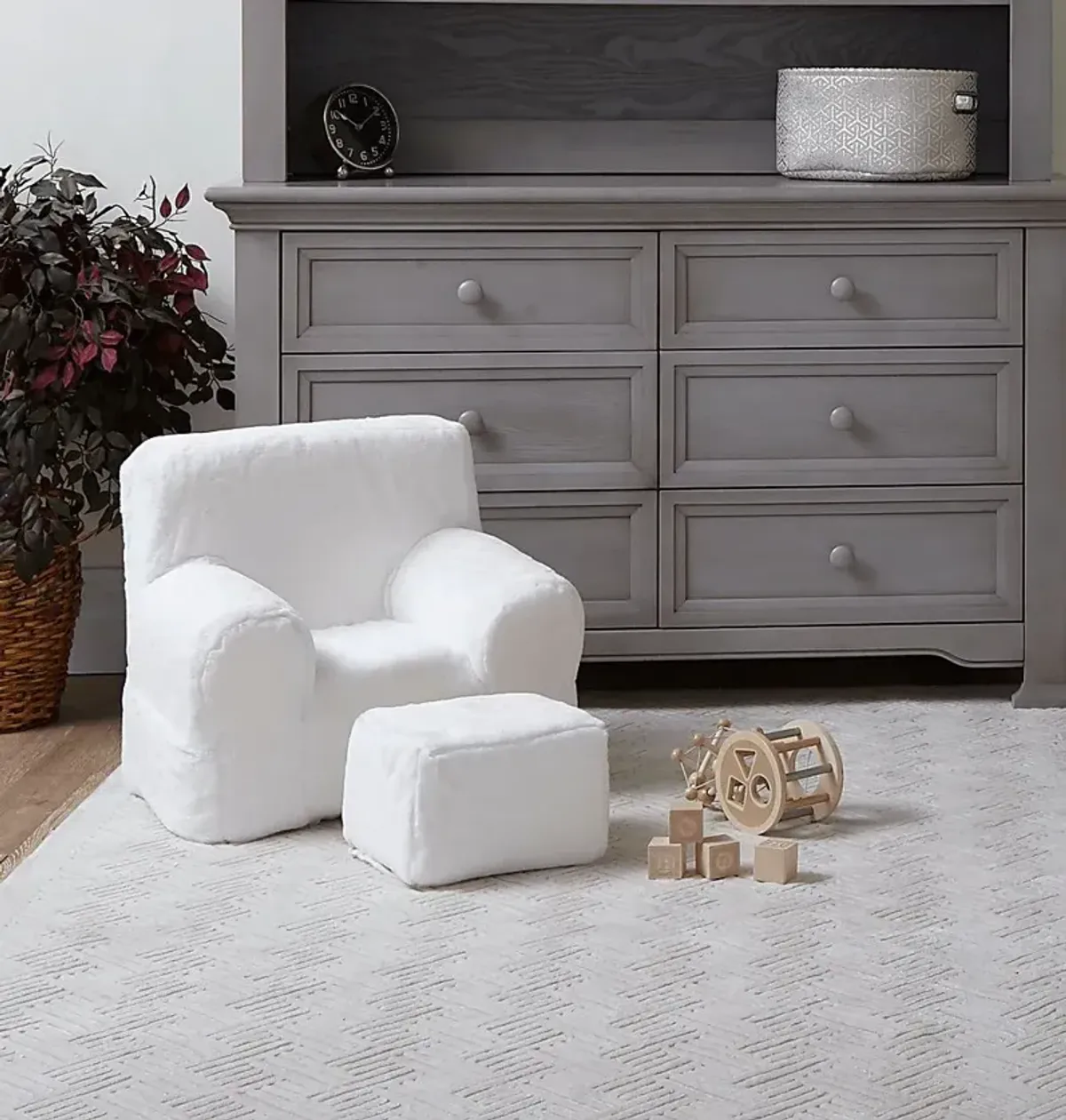 Kids Karlotta White Chair & Ottoman Set