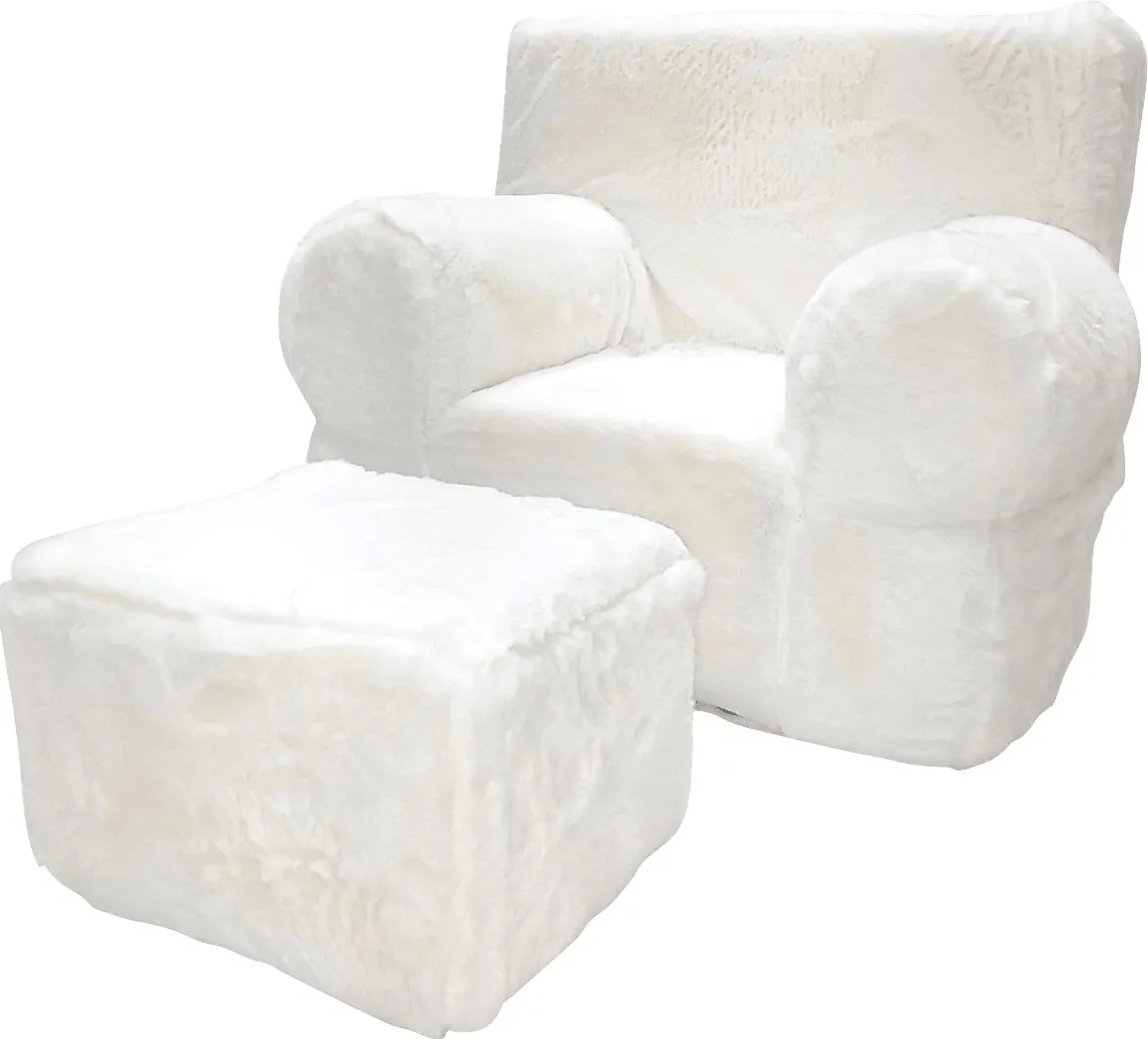 Kids Karlotta White Chair & Ottoman Set