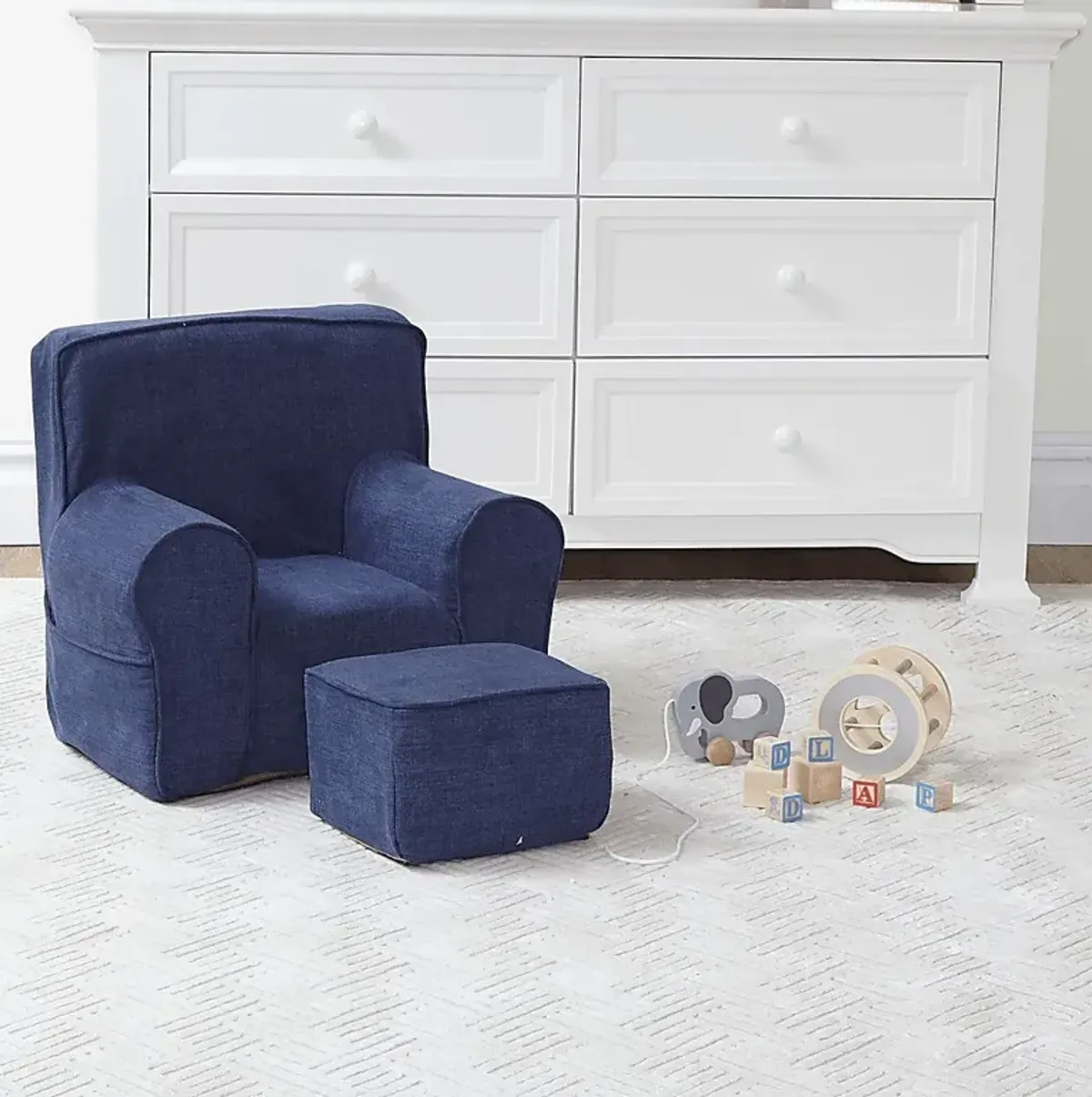 Kids Karlotta Blue Chair & Ottoman Set