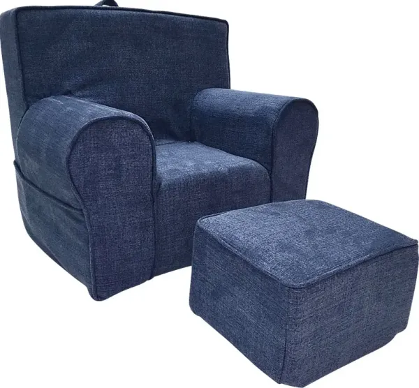 Kids Karlotta Blue Chair & Ottoman Set