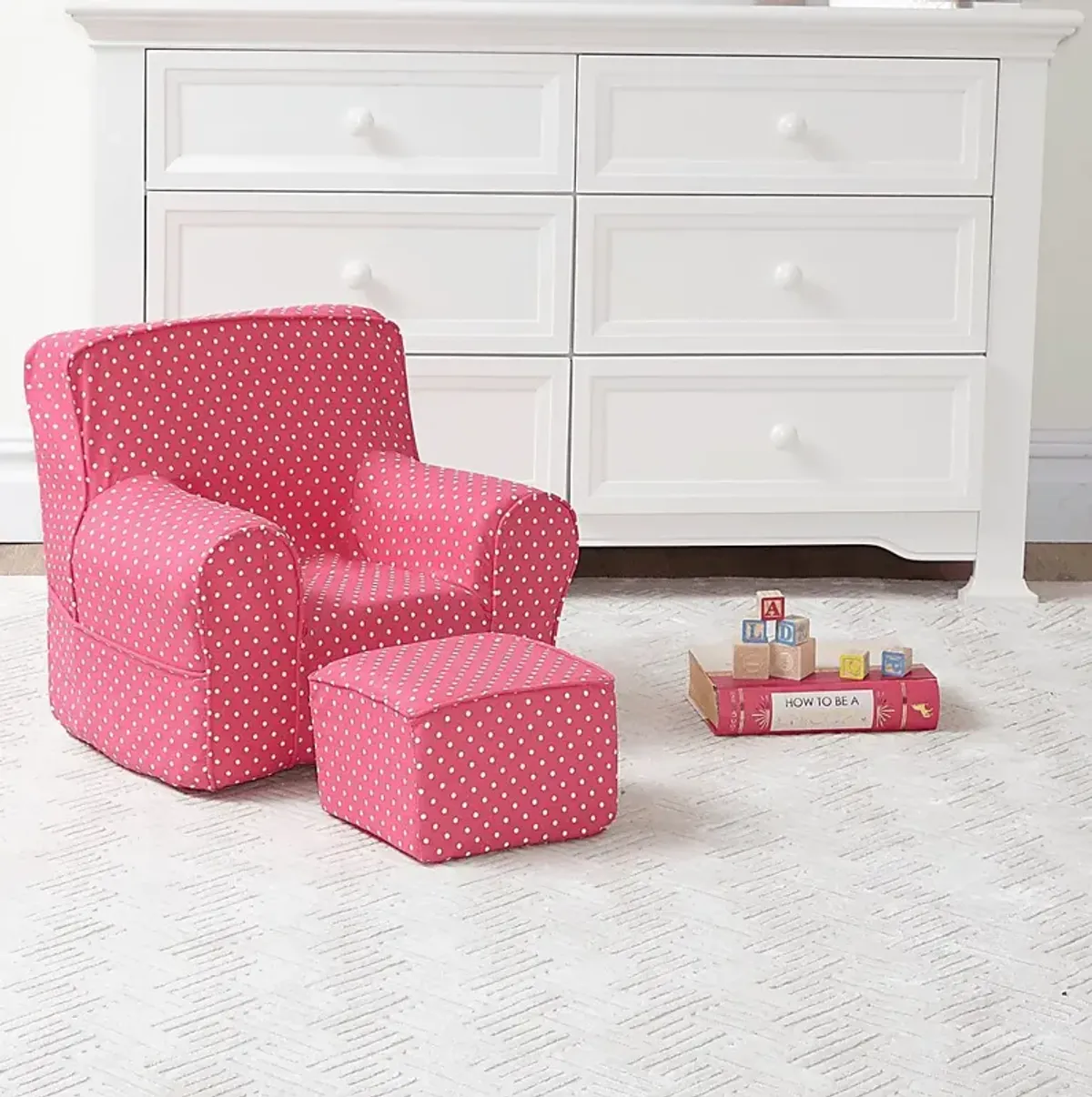 Kids Karlotta Pink Chair & Ottoman Set