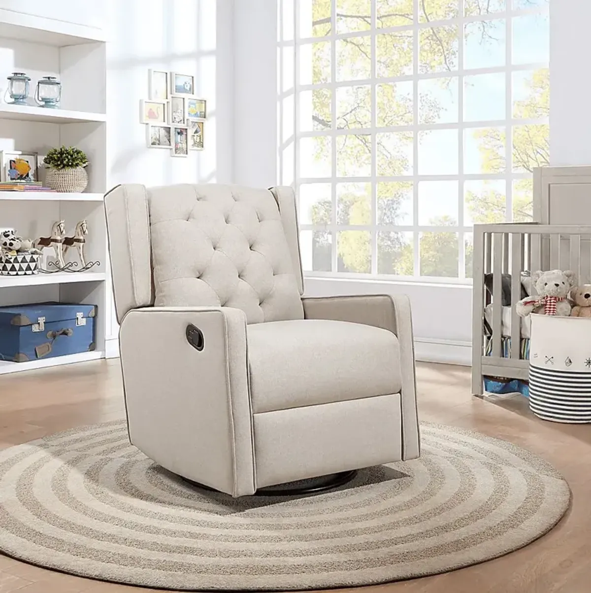 Nursery Sheadon Creamy Latte Swivel Glider Recliner