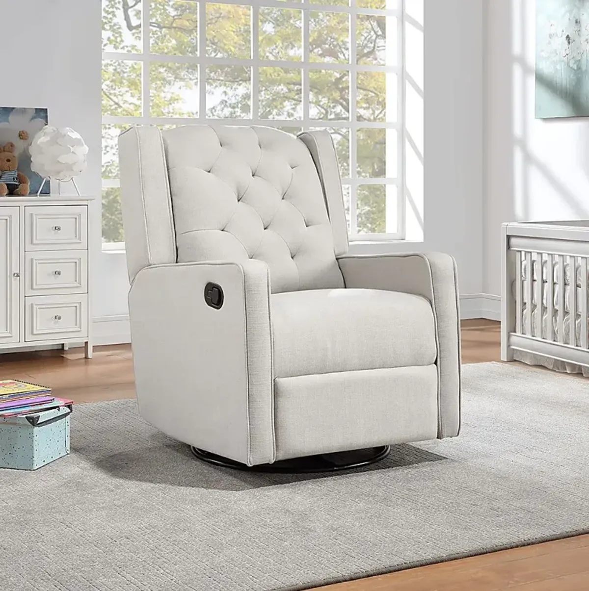 Nursery Sheadon Light Gray Swivel Glider Recliner