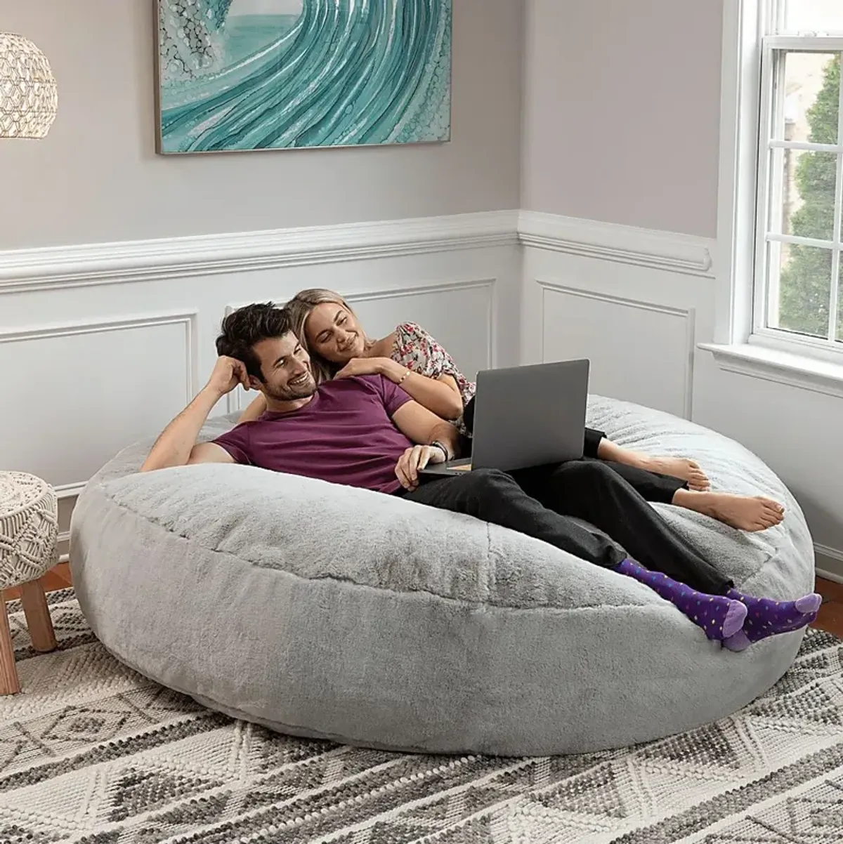 Kids Amnons Silver Bean Bag Chair