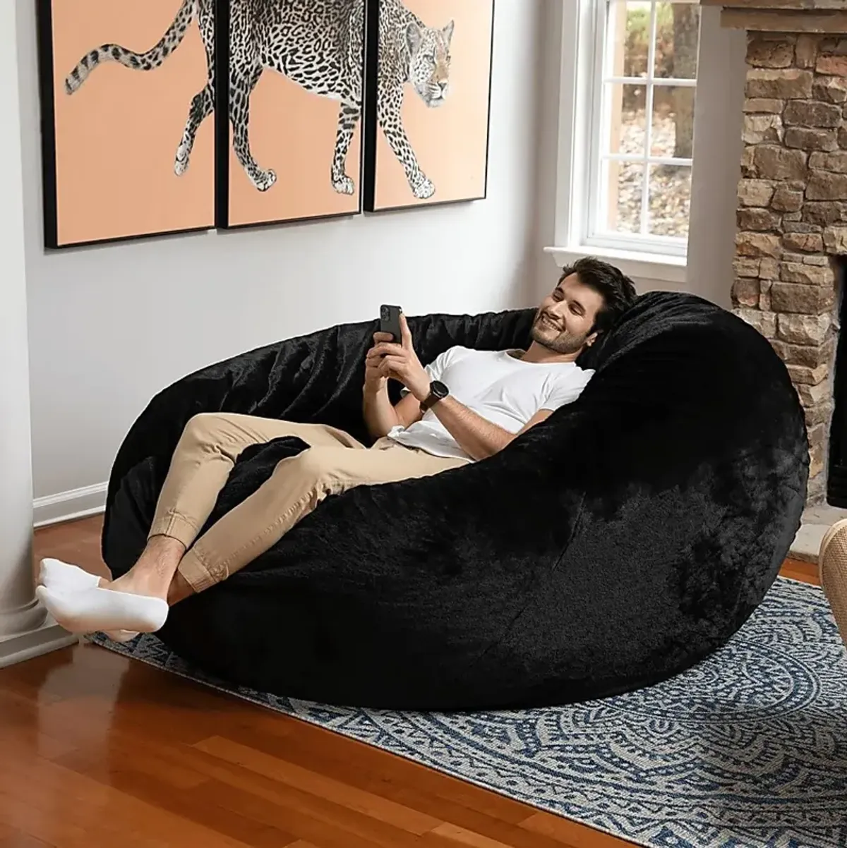 Kids Amnons Black Bean Bag Chair