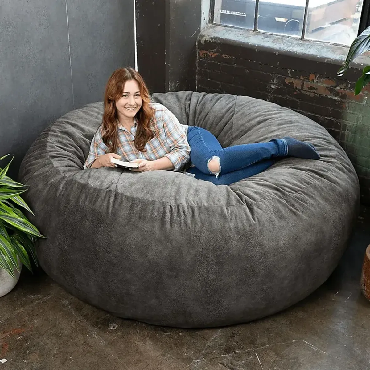 Kids Aniline I Gray Bean Bag Chair