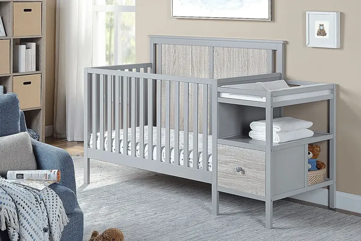 Kids Alemeda Gray Crib and Changer Combo