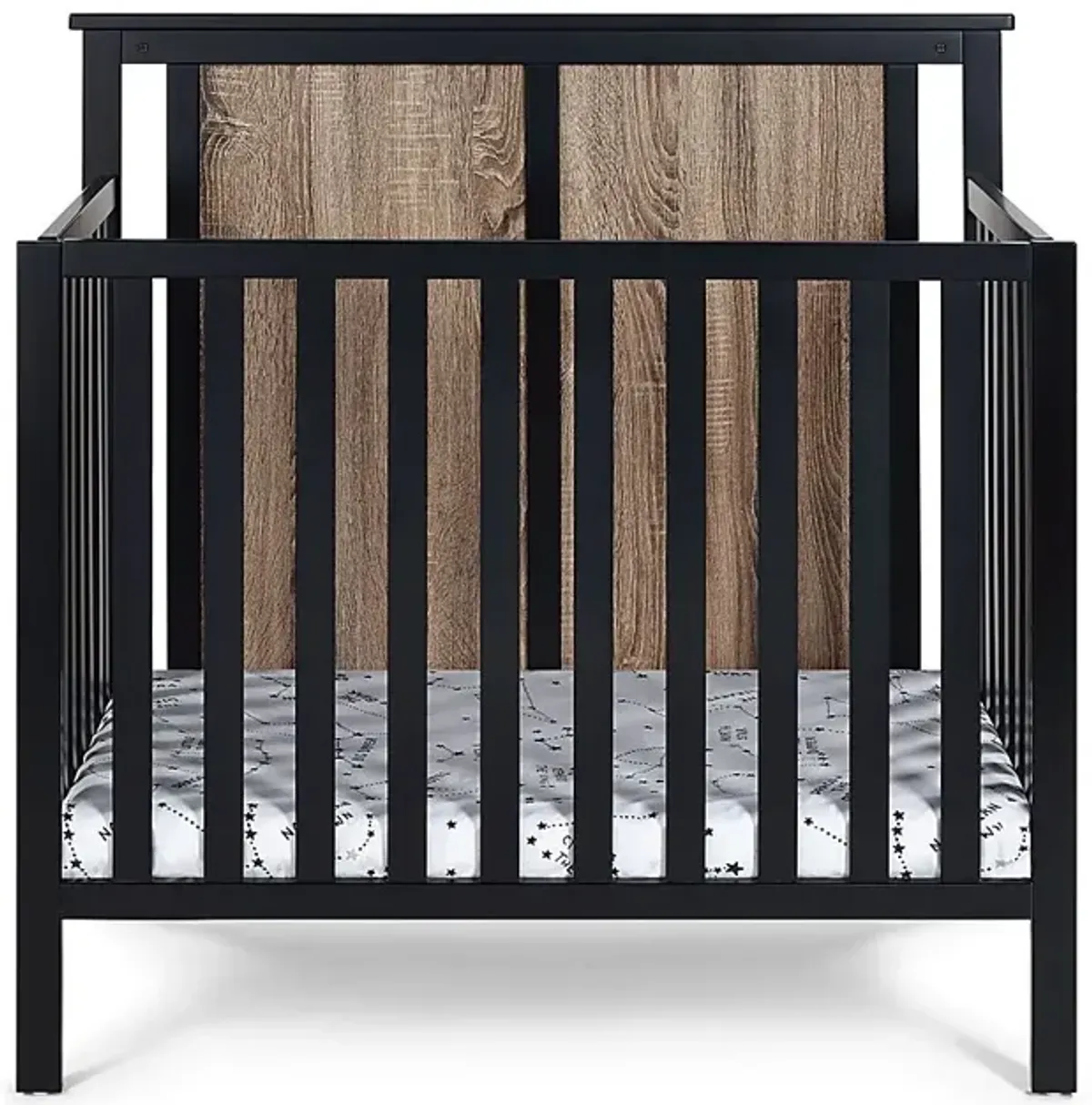 Kids Allsky Black Crib with Mattress Pad