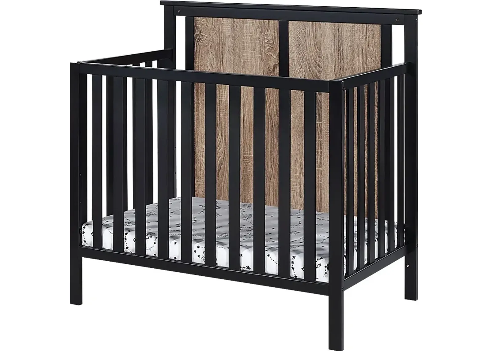 Kids Allsky Black Crib with Mattress Pad