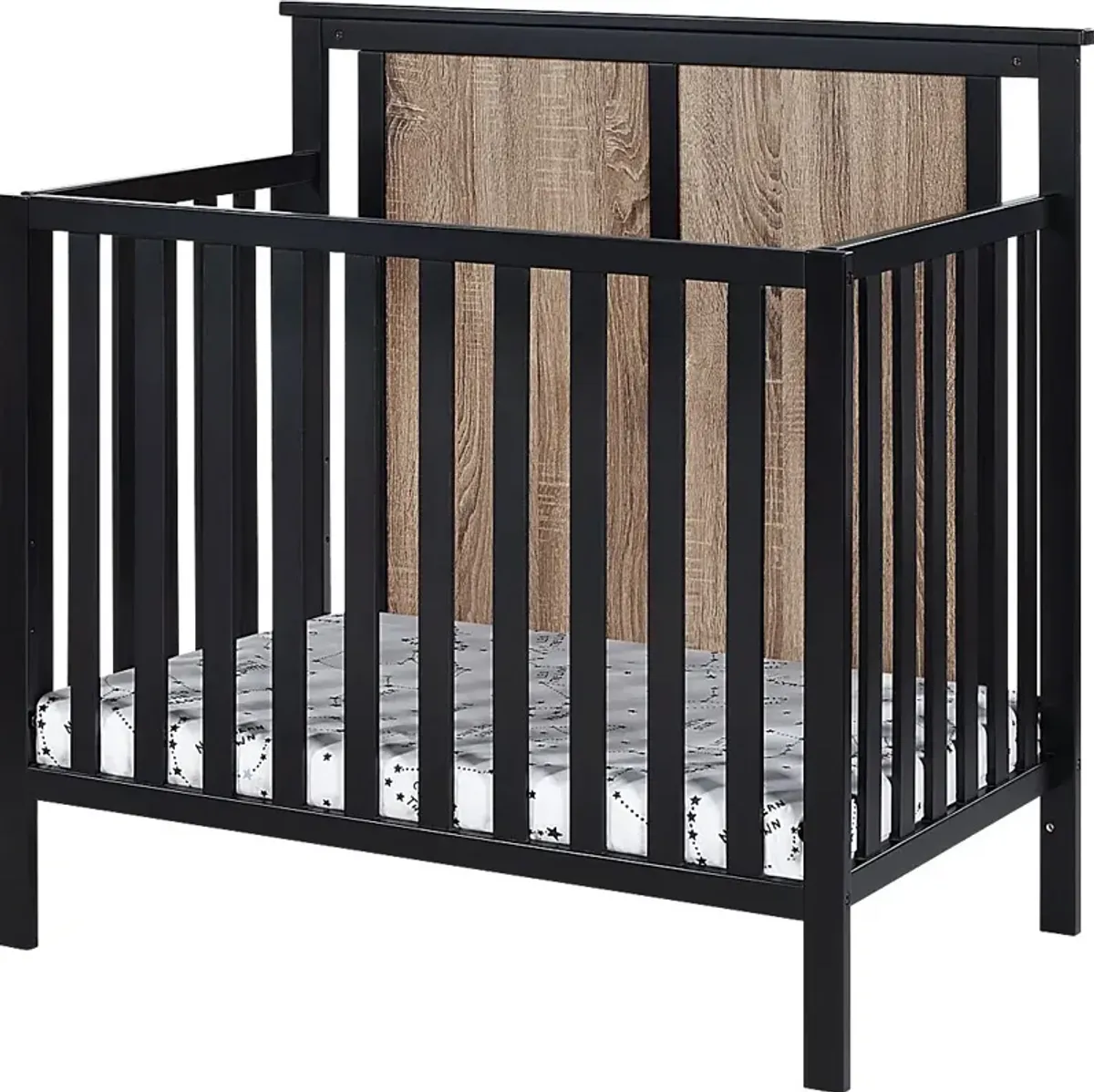 Kids Allsky Black Crib with Mattress Pad