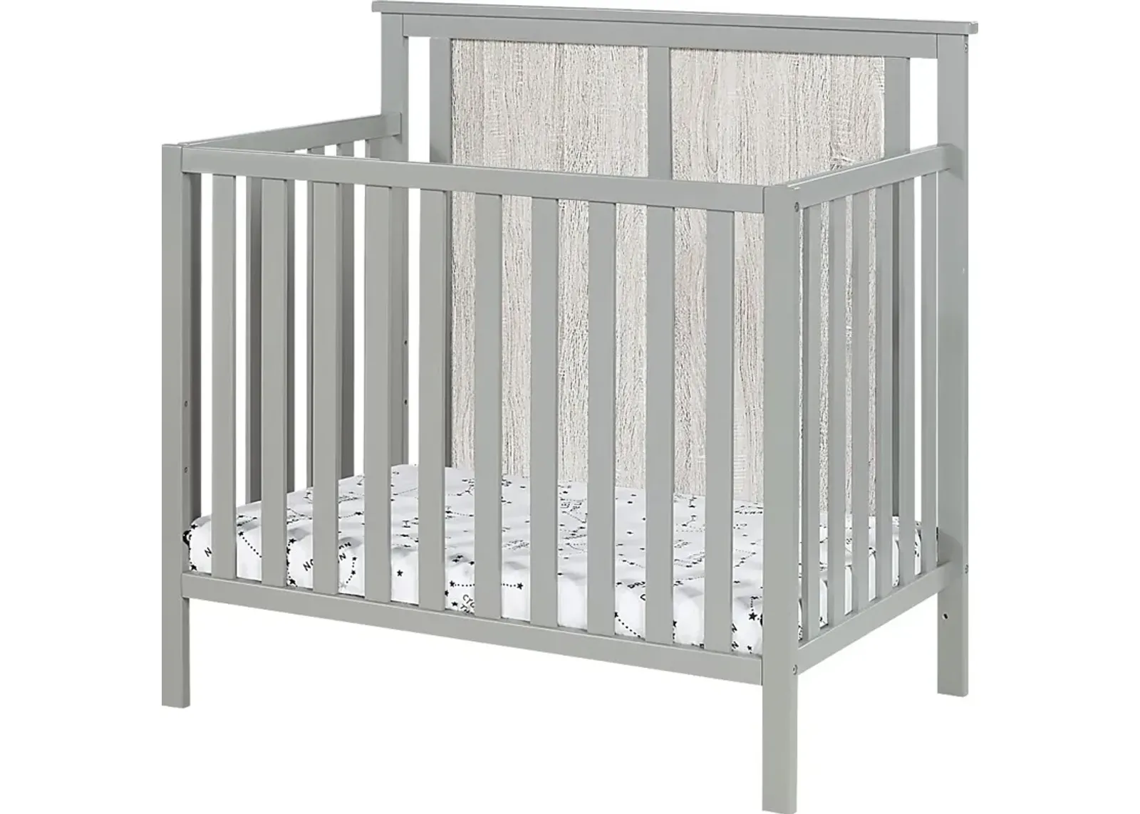 Kids Allsky Gray Crib with Mattress Pad