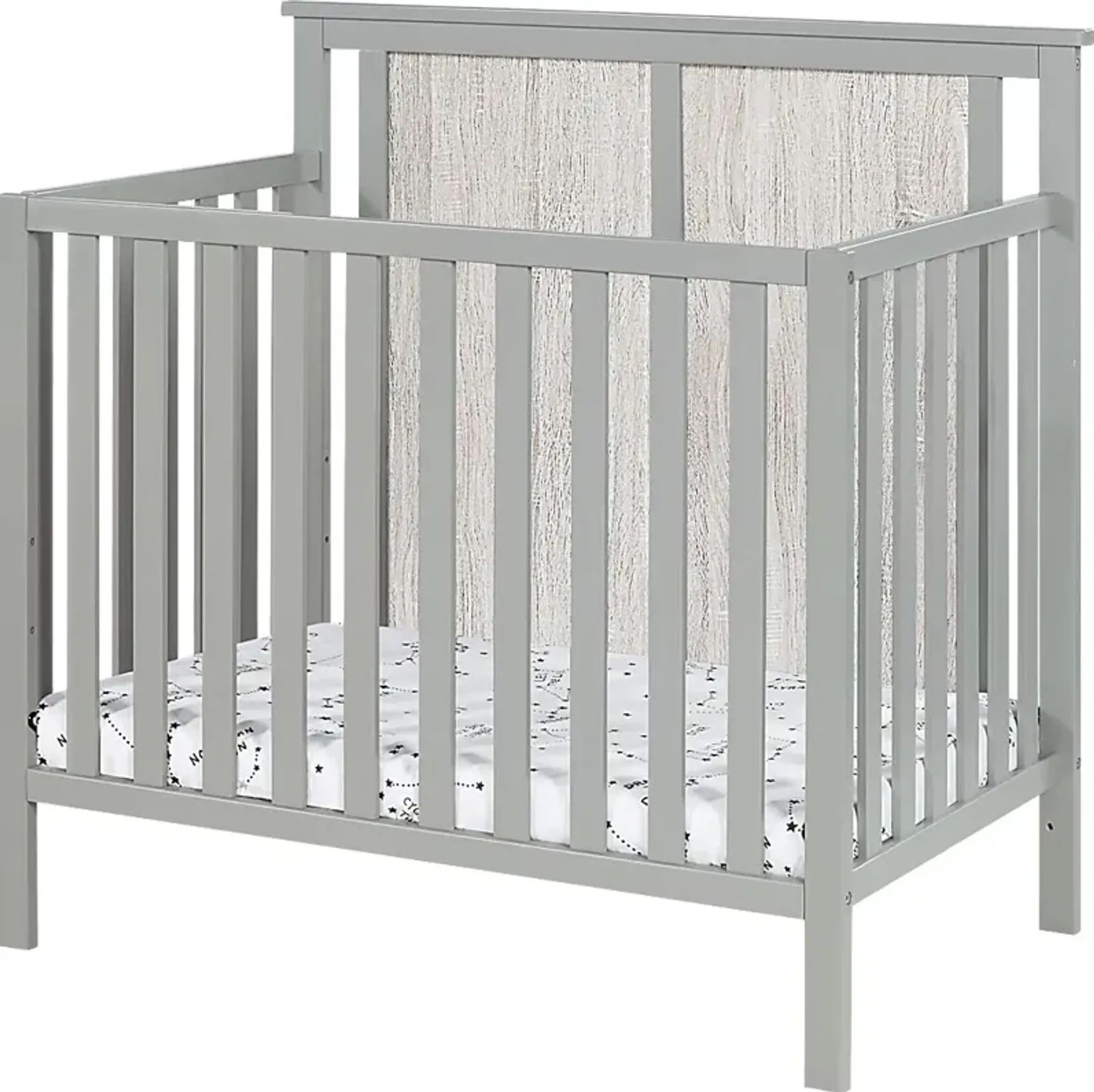 Kids Allsky Gray Crib with Mattress Pad