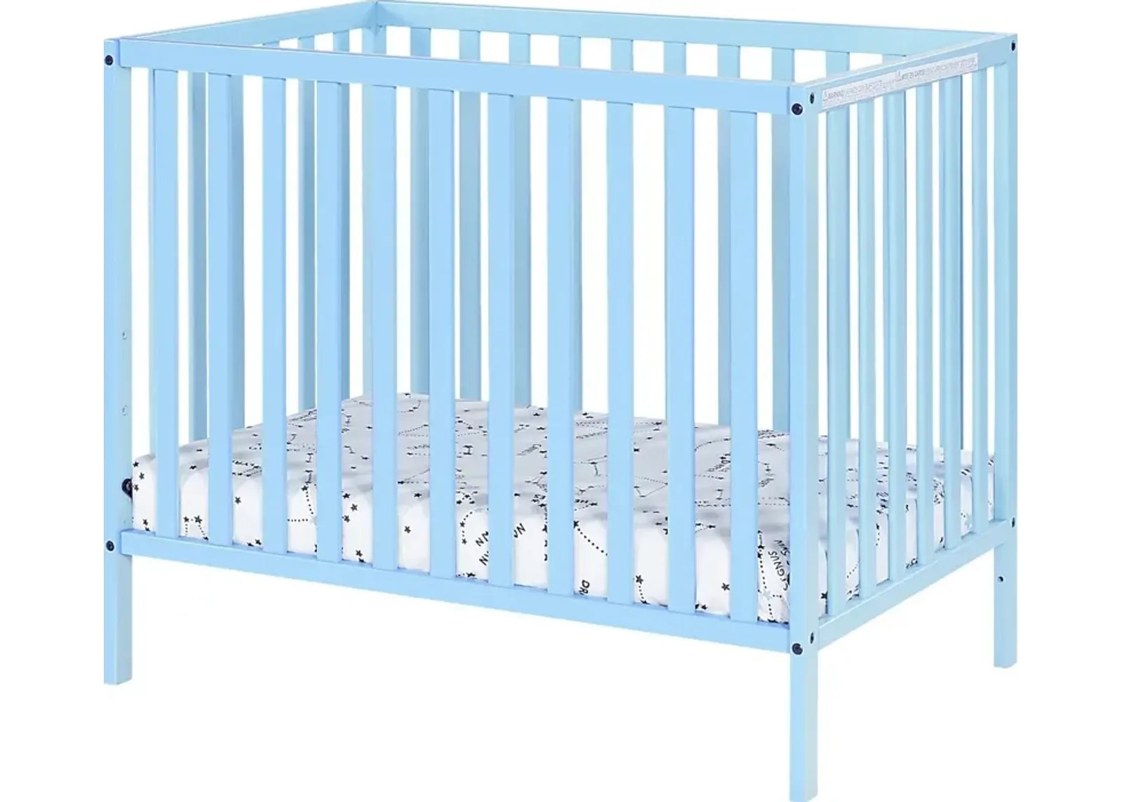 Kids Castellon Blue Mini Crib with Mattress Pad