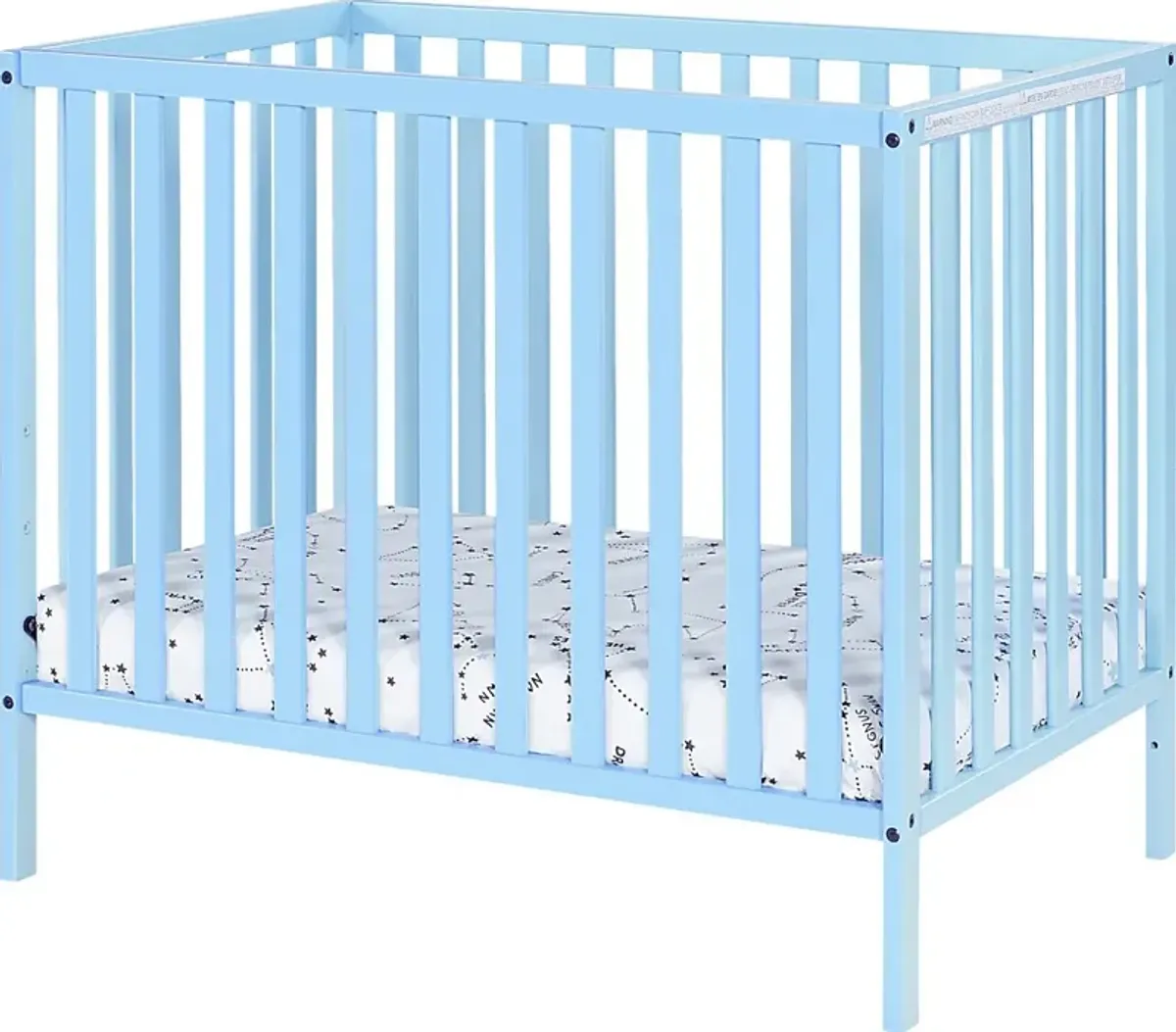 Kids Castellon Blue Mini Crib with Mattress Pad