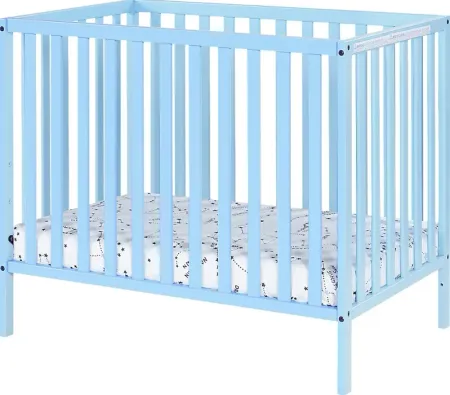 Castellon Blue Mini Crib with Mattress Pad