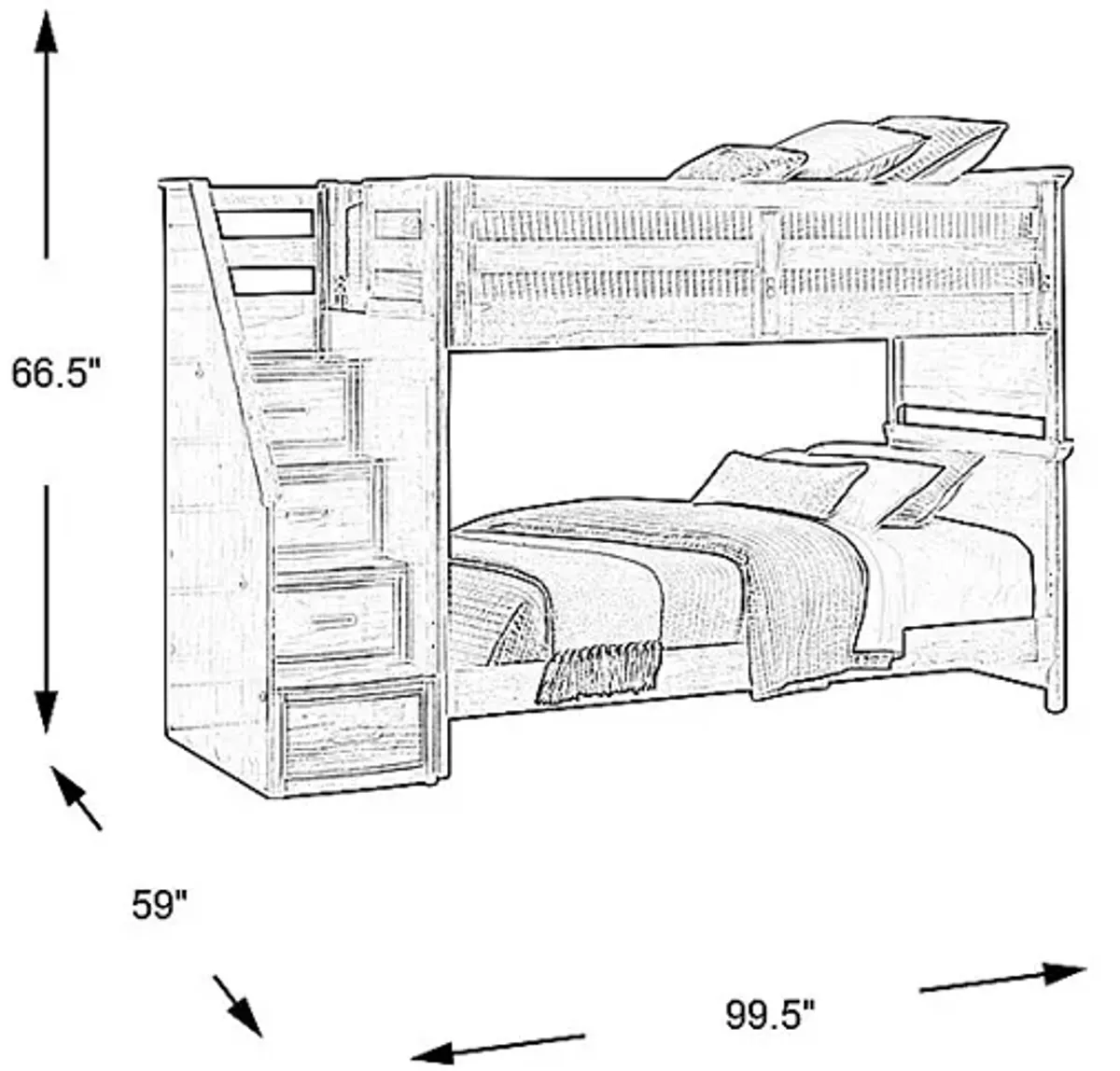 Kids Santa Cruz Brown Cherry Full/Full Step Bunk Bed