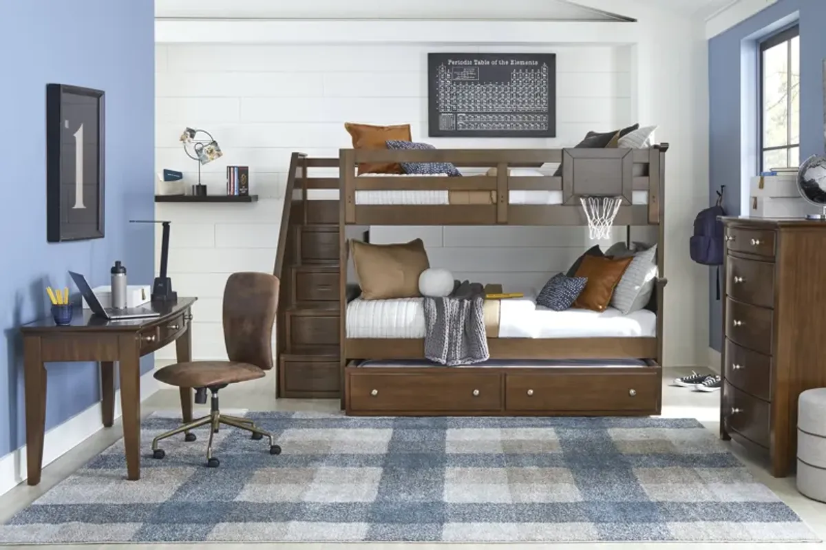 Kids Santa Cruz Brown Cherry Full/Full Step Bunk Bed