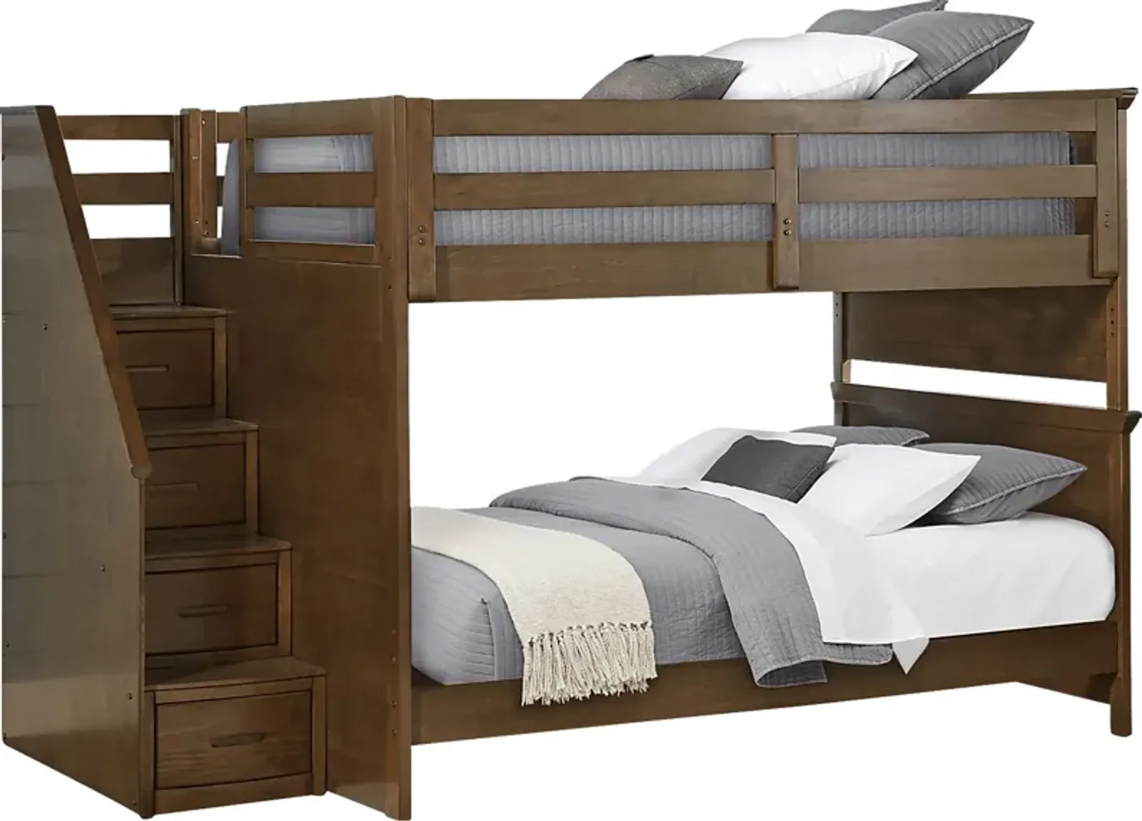 Kids Santa Cruz Brown Cherry Full/Full Step Bunk Bed