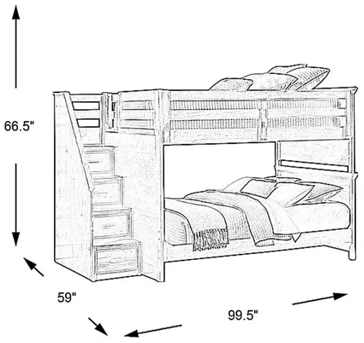 Santa Cruz Gray Full/Full Step Bunk Bed