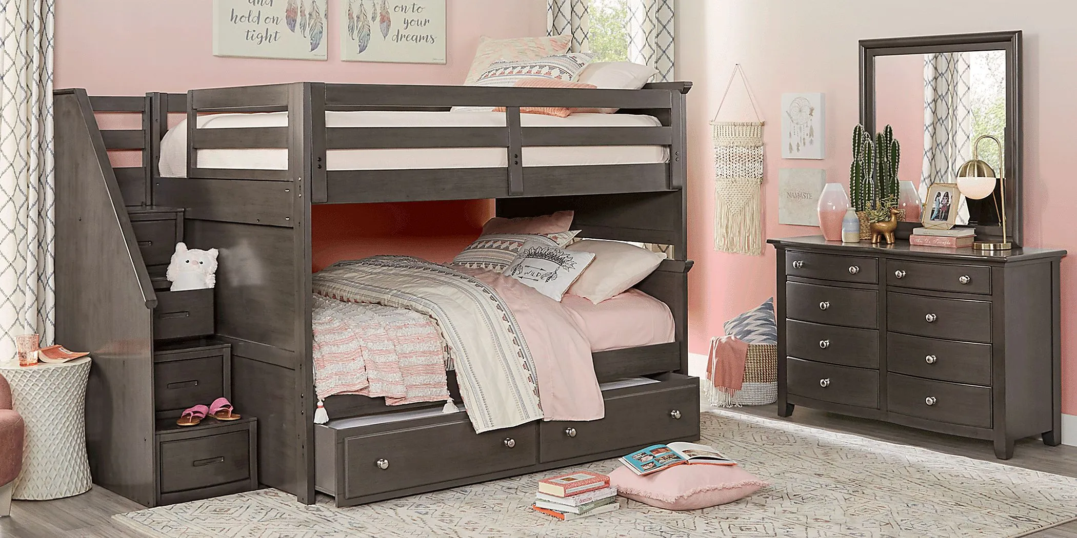 Santa Cruz Gray Full/Full Step Bunk Bed