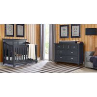 Hilton Head Graphite 6 Pc Nursery with Toddler & Conversion Rails