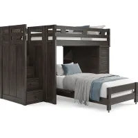 Kids Creekside 2.0 Charcoal Full/Twin Step Loft with Loft Chest and Bookcase