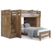 Kids Creekside 2.0 Chestnut Full/Twin Step Loft with Loft Chest and Bookcase