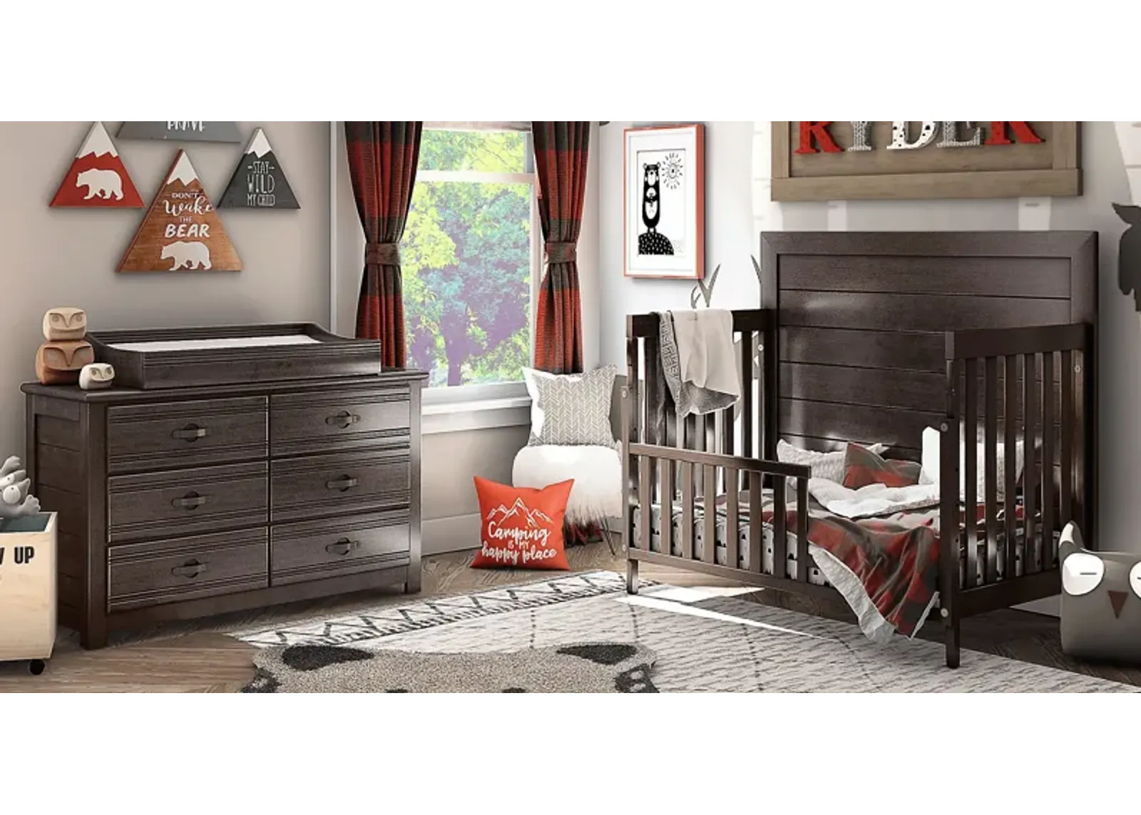 Kids Creekside 2.0 Charcoal 4 Pc Nursery with Toddler Rail