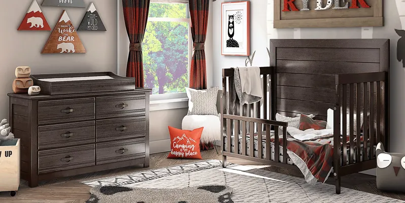 Kids Creekside 2.0 Charcoal 4 Pc Nursery with Toddler Rail