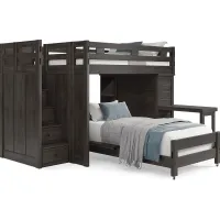Kids Creekside 2.0 Charcoal Full/Twin Step Loft with Loft Chest, Bookcase and Desk Attachment