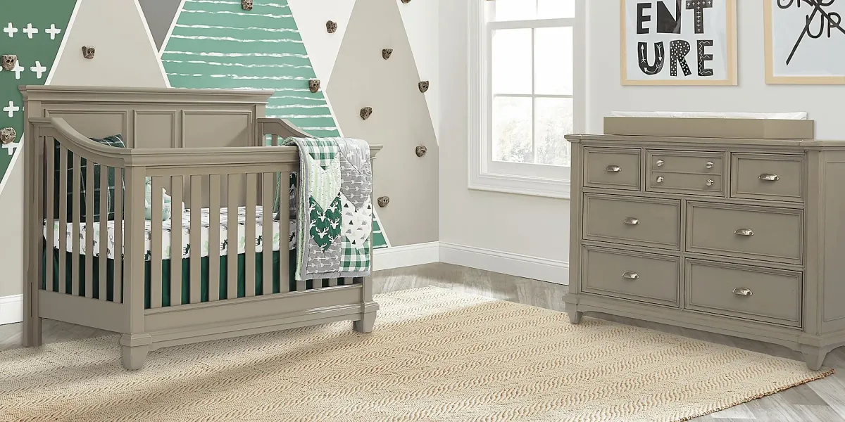 Hilton Head Gray 3 Pc Crib with Toddler and Full Conversion Rails