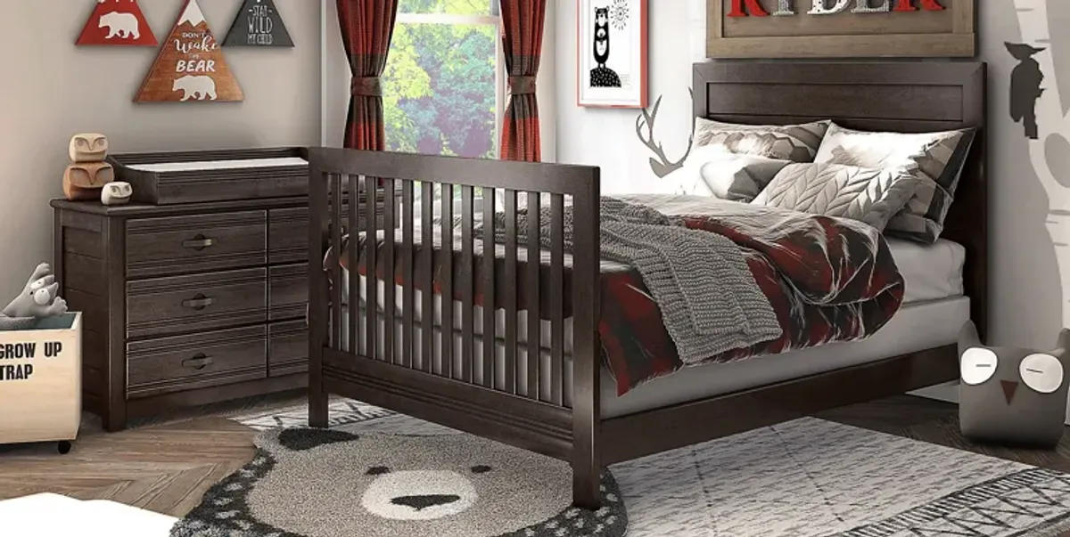 Kids Creekside 2.0 Charcoal 5 Pc Nursery with Toddler and Full Conversion Rails