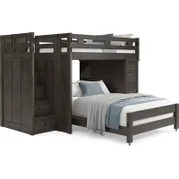 Kids Creekside 2.0 Charcoal Full/Full Step Loft with Loft Chest and Bookcase