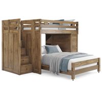 Kids Creekside 2.0 Chestnut Full/Full Step Loft with Chest and Bookcase