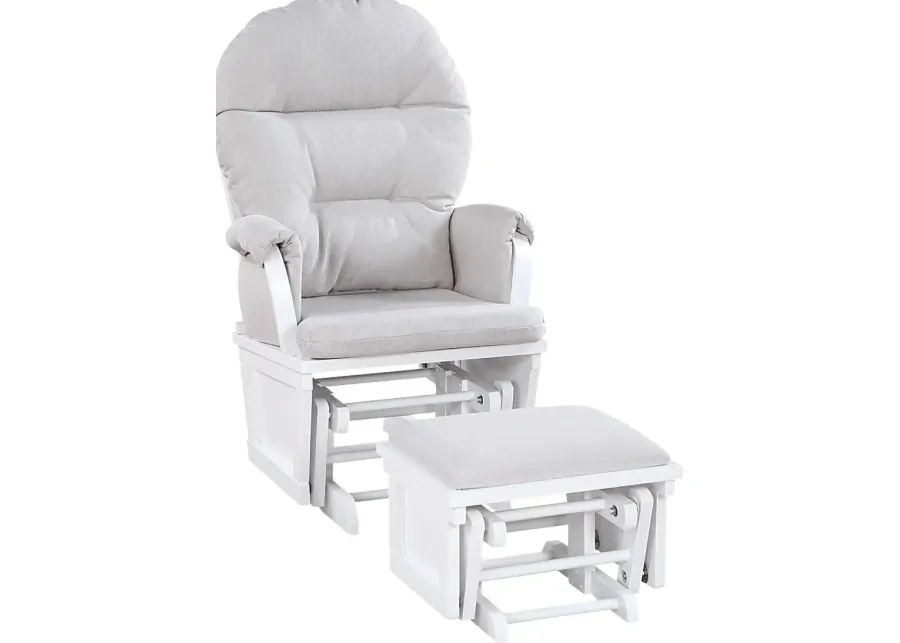 Laharpe Light Gray/White Glider & Ottoman