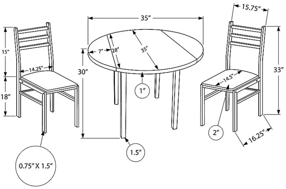 Abbingdon Taupe 3 Pc Dining Set