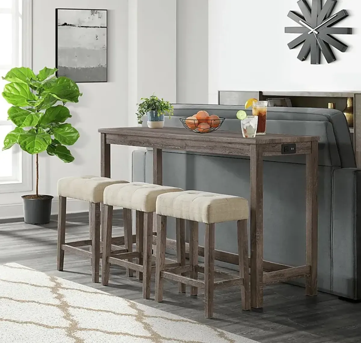 Amepela Gray 4 Pc Bar Height Table Set