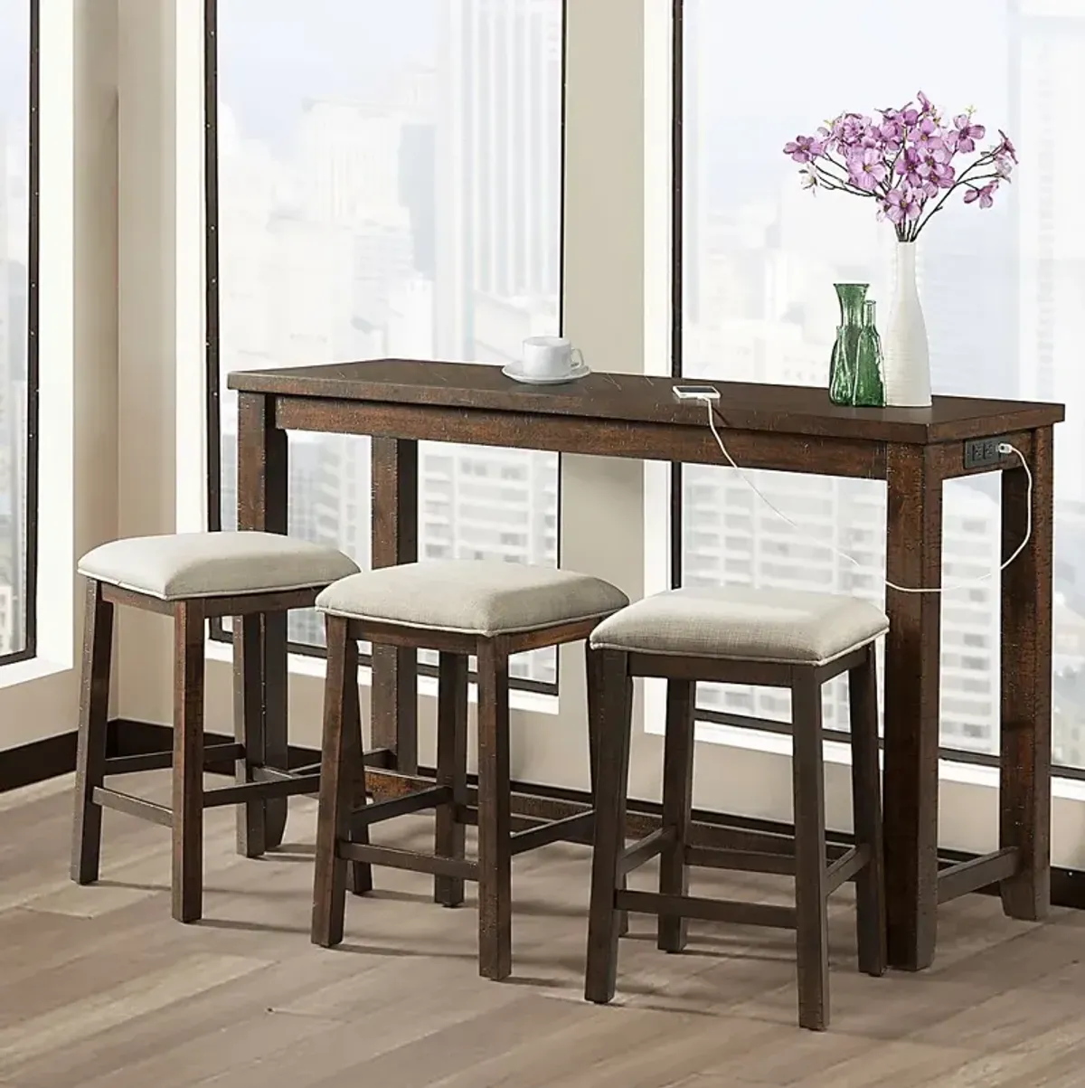 Ekolu Brown 4 Pc Dining Table Set