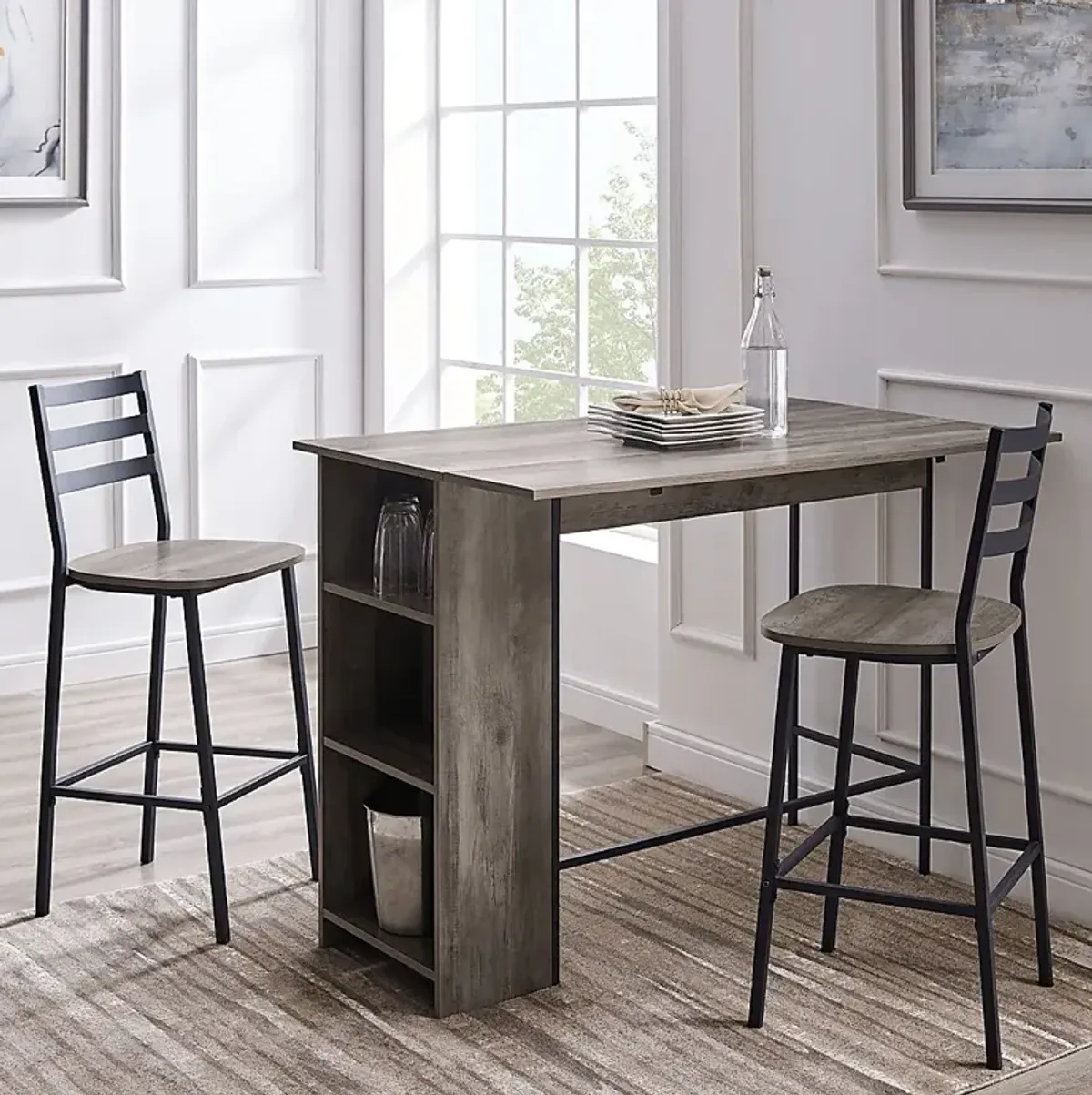 Burton Street Gray 3 Pc Counter Height Table Set