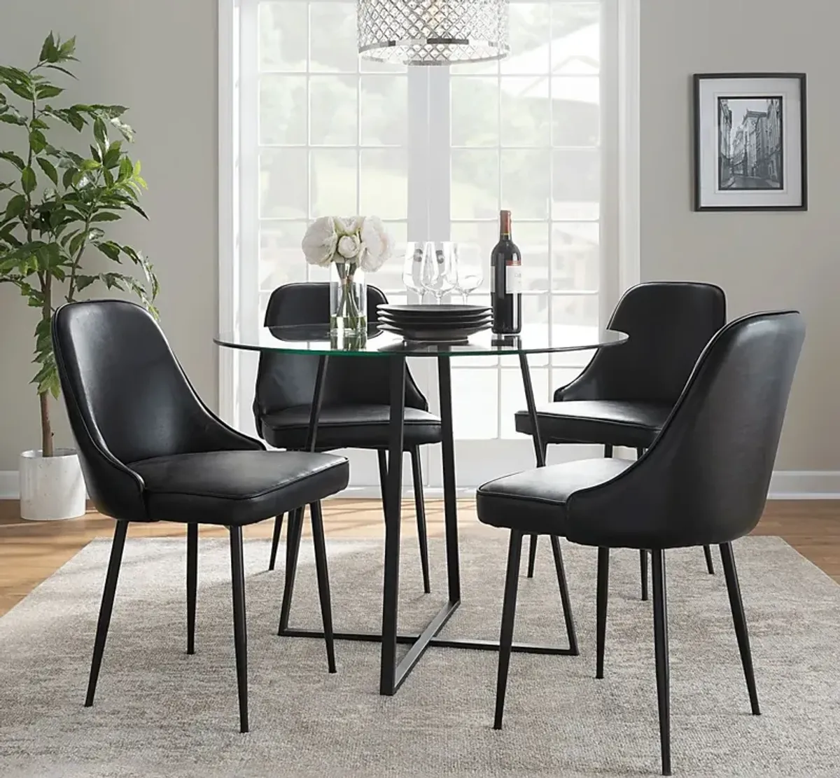 Clovis IV Black Dining Chair, Set of 2