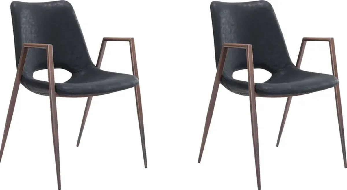 Cristway Black Side Chair, Set of 2