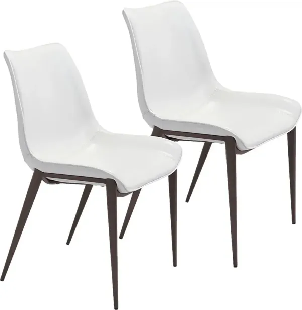 Wavell White Walnut Side Chair, Set of 2